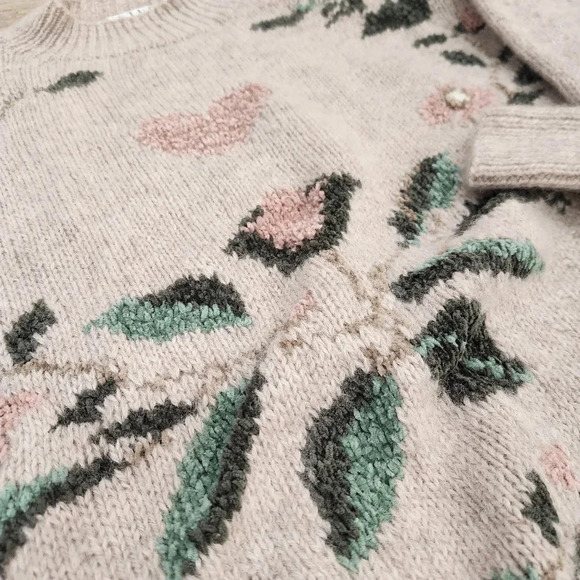 VINTAGE 90'S MICHELLE STUART Hand knit Wool Blend Sweater, US Women's L - Picture 7 of 9